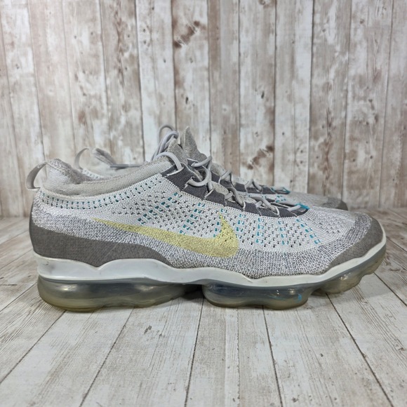 Nike‎ Air VaporMax 2021 Flyknit Men's Shoes White Yellow Blue DV1678 011 Size 15